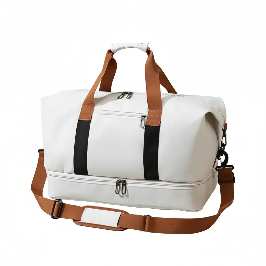 Sac de voyage intelligent blanc, vue de trois quarts